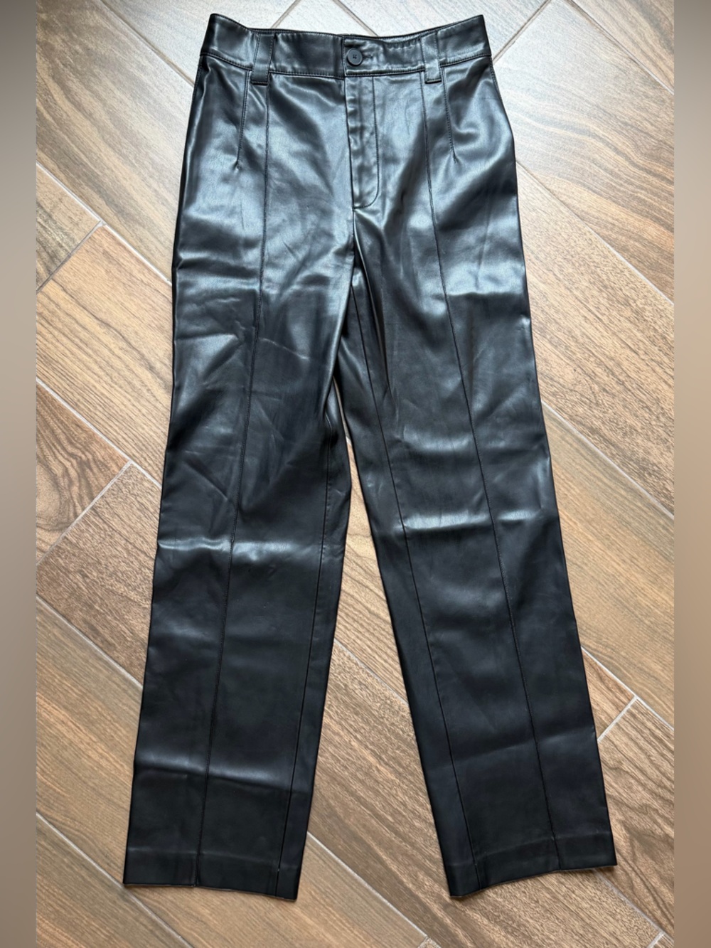 Faux Leather Zara High Rise Straight Pants